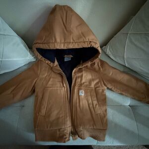Carhartt Kids Tan Hooded Puffer Jacket | Fits up to 2T (Toddler)